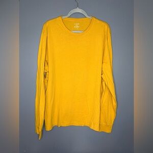 J Crew Soft Washed Long Sleeve Crewneck T-Shirt l Mens Size 2X Gold Luxury Basic